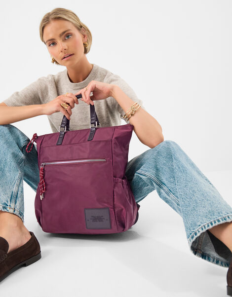 Olivia Top Handle Nylon Laptop Backpack, Red (BERRY), large