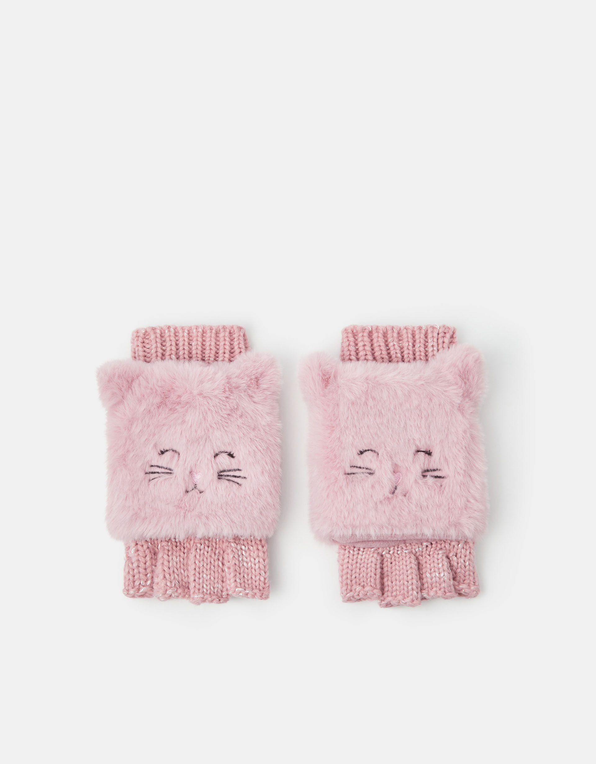 Girls Cat Fingerless Mitten Gloves Pink | Express Click & Collect