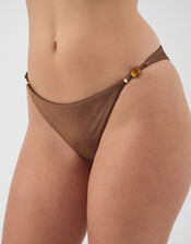 Beaded Strap Bikini Bottoms, Brown (BROWN), large