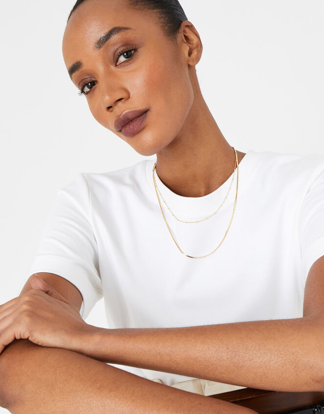 14ct Gold-Plated Layered Chain Necklace, , large