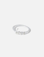 Sterling Silver Love Round Ring, Silver (ST SILVER), large