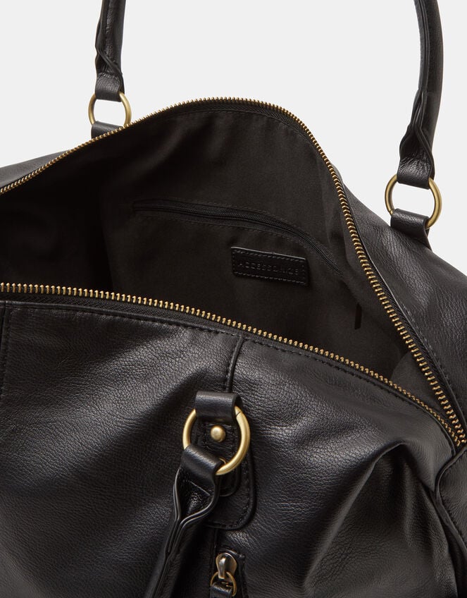 Double Zip Front Shoulder Bag, Black (BLACK), large