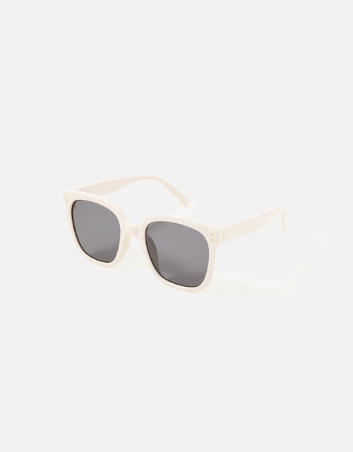 Lottie Wide Lens Sunglasses, White (WHITE), large