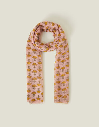 Lightweight Floral Block Print Scarf, , large