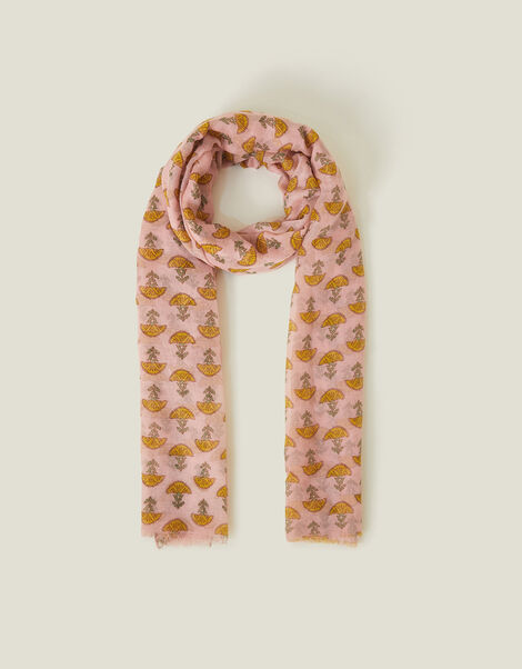 Lightweight Floral Block Print Scarf, , large