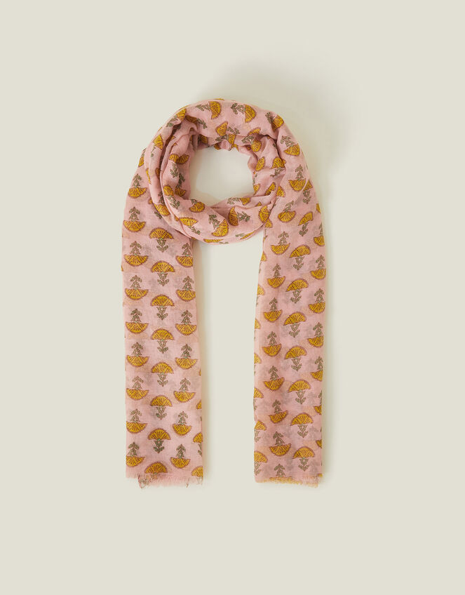 Lightweight Floral Block Print Scarf, , large