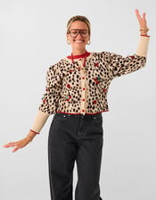 Accessorize x Good Manners Cherry Leopard Print Cardigan, Multi (MULTI), large