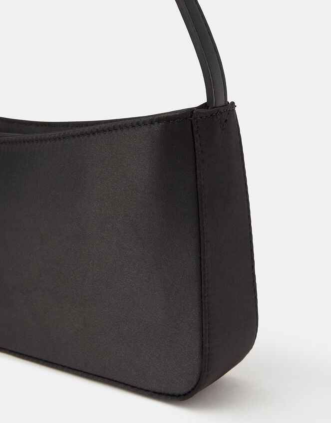 Satin Shoulder Bag, Black (BLACK), large