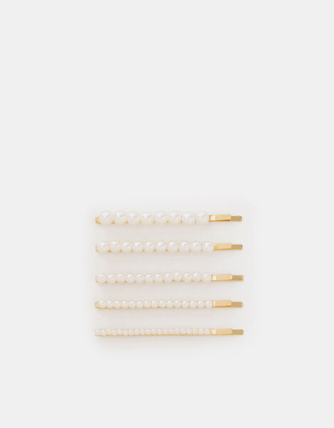 5-Pack Pearl Hair Slides, , large
