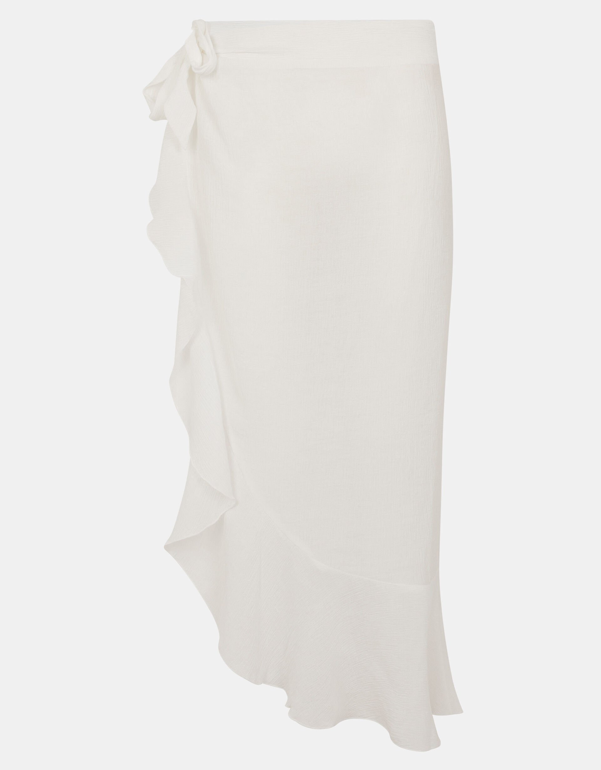 Ruffle Sarong Skirt, White (WHITE), large