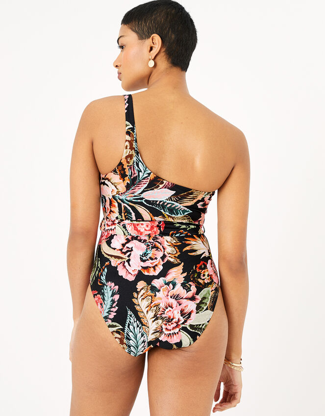 Oriental Print One-Shoulder Swimsuit, Multi (DARKS-MULTI), large