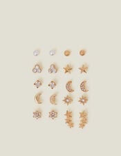 10-Pack Celestial Sparkle Stud Earrings, , large