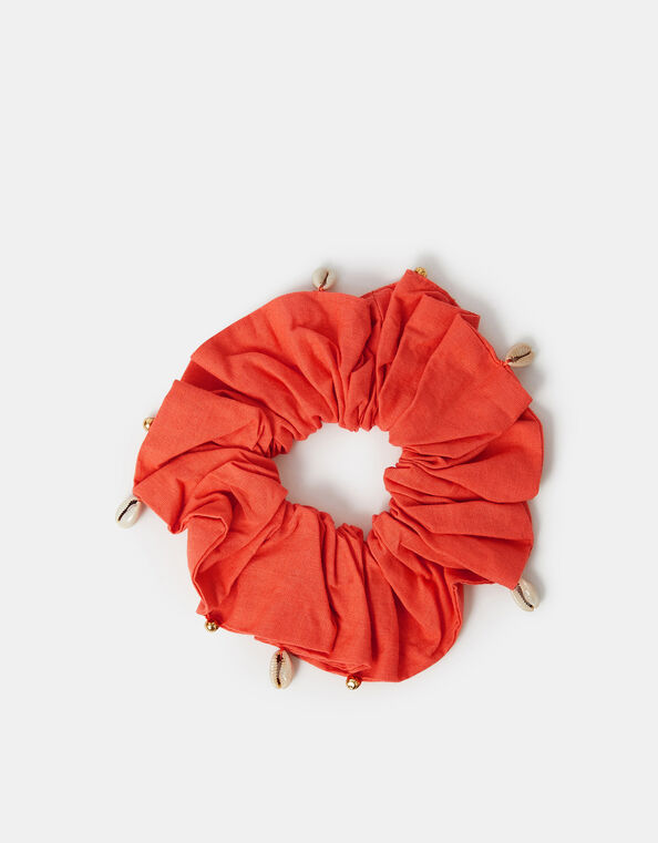 Shell Embellished Hair Scrunchie, , large