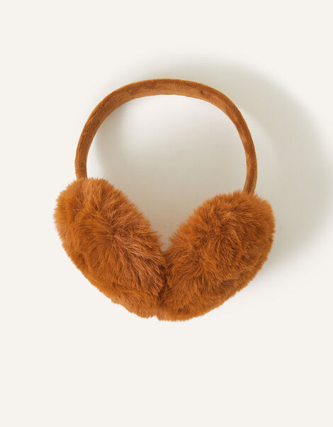 Faux Fur Earmuffs, Brown (BROWN), large