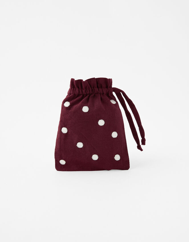 Embroidered Polka Dot Face Covering with Bag, , large