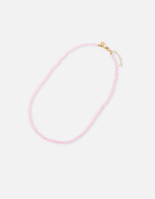 14ct Gold-Plated Healing Stone Rose Quartz Bead Necklace, , large