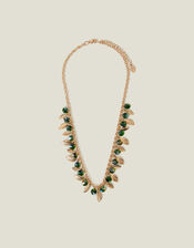Gemstone and Leaf Necklace, , large