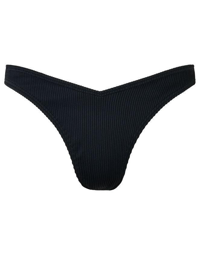 Basic Ribbed V Bikini Briefs, Black (BLACK), large