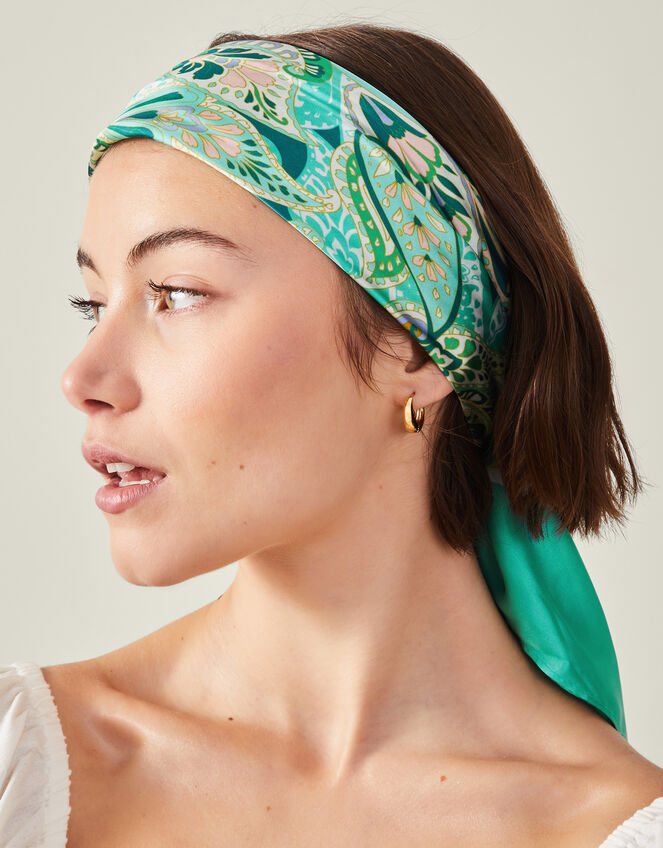 Square Paisley Satin Scarf, , large