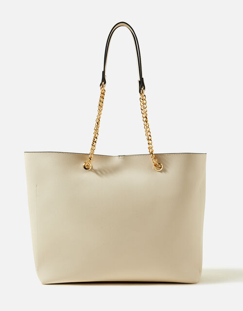 Chain Tote Bag, White (WHITE), large