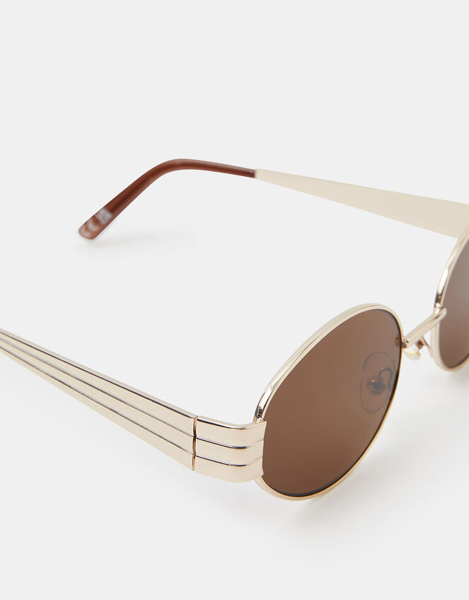 Oval Metal Frame Sunglasses, , large