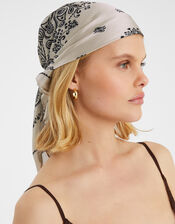 Paisley Satin Square Scarf, , large