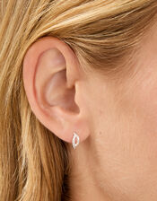 Sterling Silver Diamanté Twist Hoop Earrings , , large