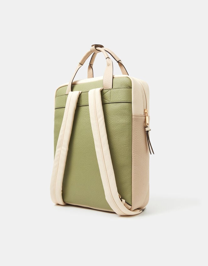 Faux Leather Backpack, Green (KHAKI), large