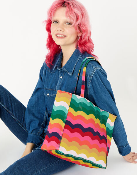 Reversible Rainbow Tote Bag with Pouch, , large