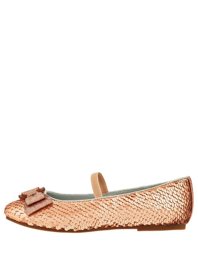 Sequin Bow Ballerina Flats, Gold (GOLD), large