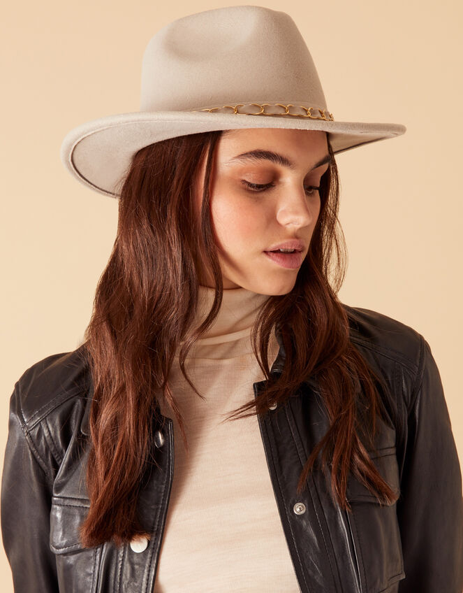 Chain Detail Fedora Hat, , large