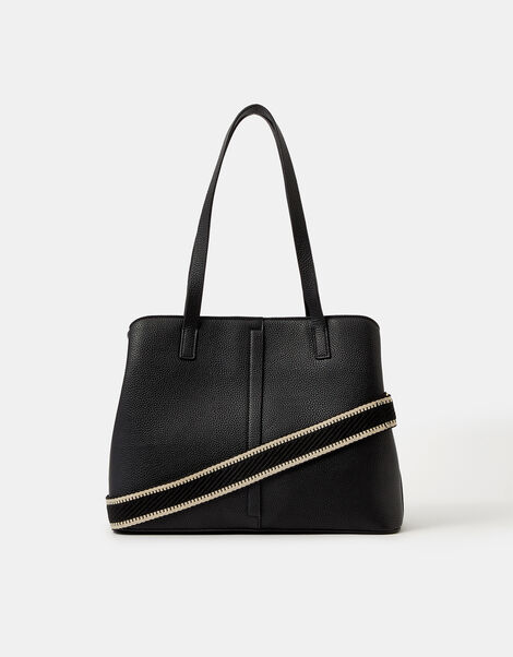 Webbing Strap Shoulder Bag , Black (BLACK), large
