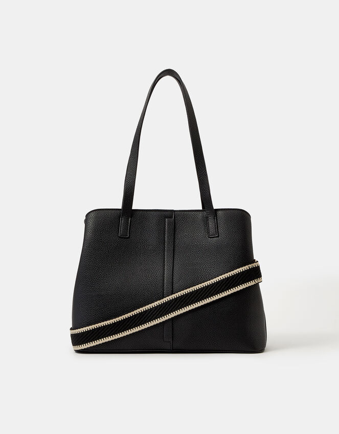 Webbing Strap Shoulder Bag , Black (BLACK), large