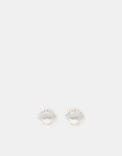Sterling Silver Seashell Stud Earrings, , large