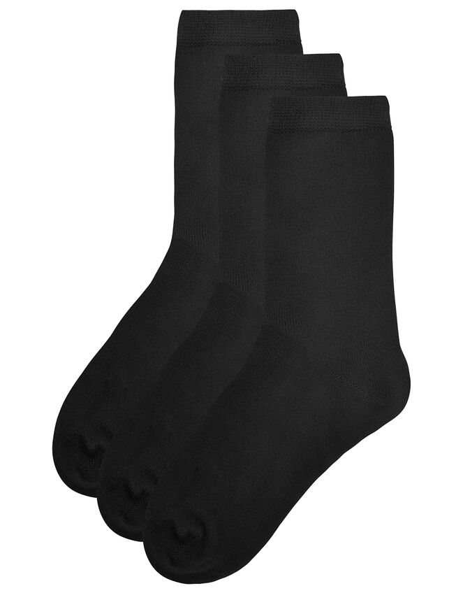 3pk Basic Bamboo Ankle Socks, Black (BLACK), large