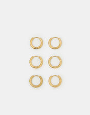 3-Pack Stainless Steel Textured Hoop Earrings, , large