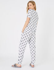 Heart Print Pyjama Set, Grey (GREY), large