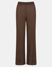 Crochet Knit Trousers, Brown (BROWN), large