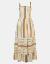 Stripe Strappy Smocked Maxi Dress, Multi (MULTI), large