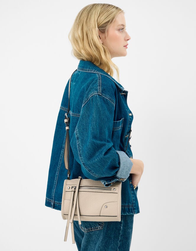 Faux Leather Crossbody Bag, Cream (CREAM), large