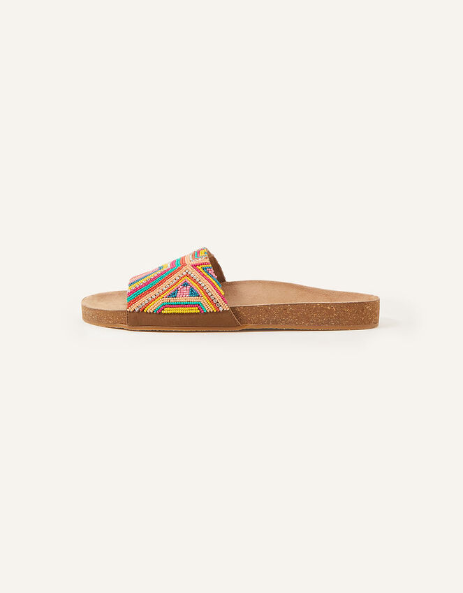 Geometric Beaded Cork Footbed Sandals, Multi (BRIGHTS-MULTI), large