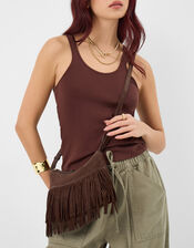 Fringe Suede Crossbody Bag, Brown (CHOCOLATE), large