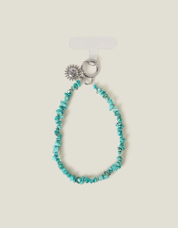 Sun Charm Stone Phone Wrist Strap Turquoise, , large