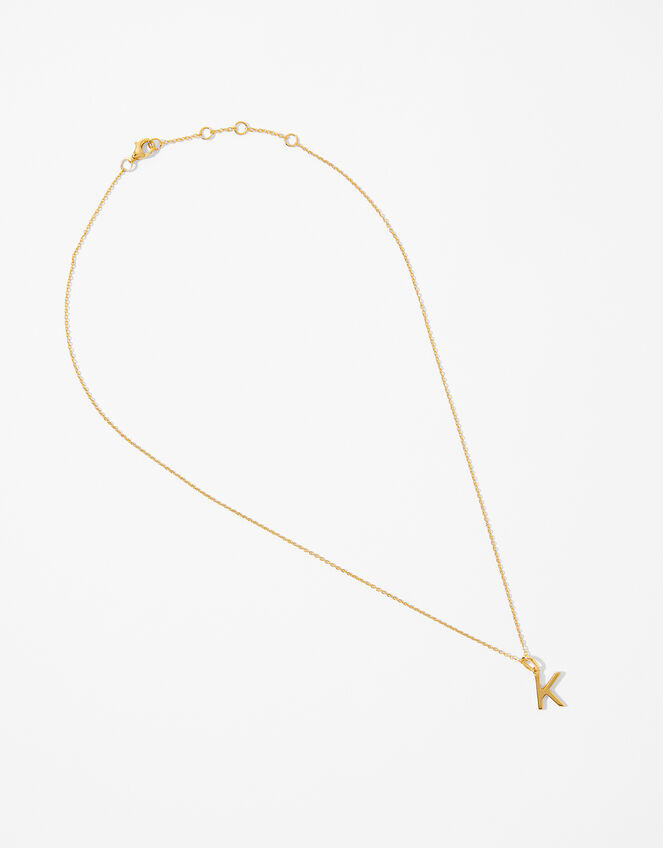 Gold Vermeil Initial Pendant Necklace - K, , large