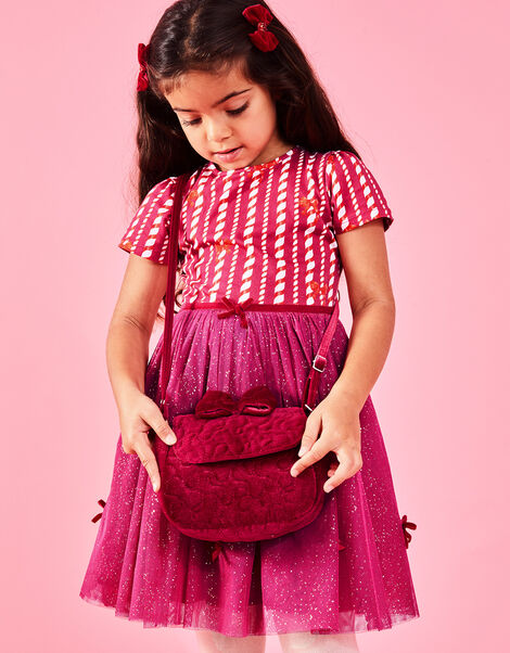 Girls Quilted Velvet Bag, Red (RED), large