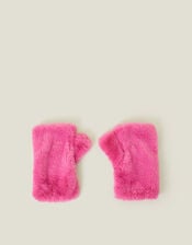 Faux Fur Fingerless Mittens, Pink (PINK), large