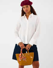 Floral Scarf Patent Handbag, , large