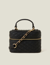 Quilted Top Handle Cross-Body Bag, Black (BLACK), large