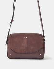 Classic Double Zip Crossbody Bag, Brown (CHOCOLATE), large