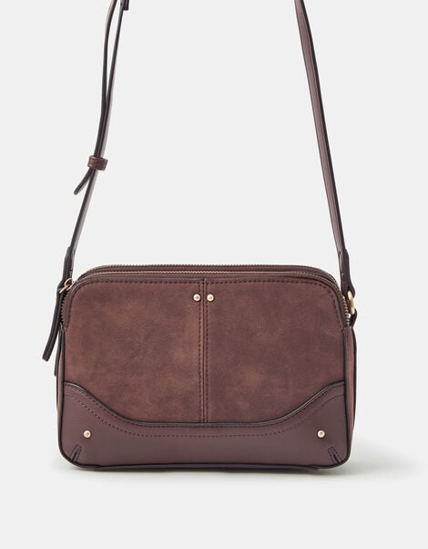 Classic Double Zip Crossbody Bag, Brown (CHOCOLATE), large